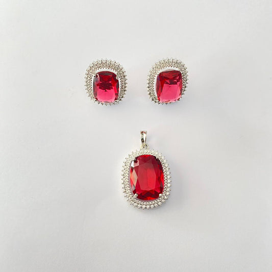 Ruby Diamond pendant with Earring
