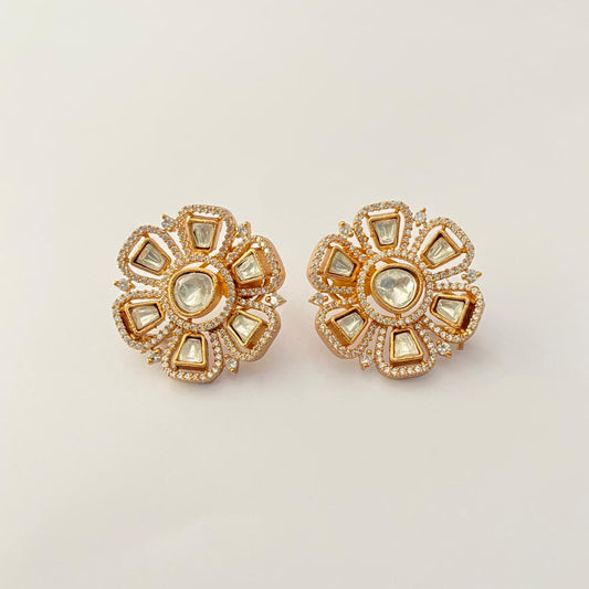 Polki Diamond Gold Plated Earring