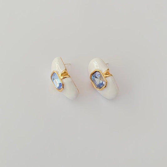 White  with Crystal stone earring