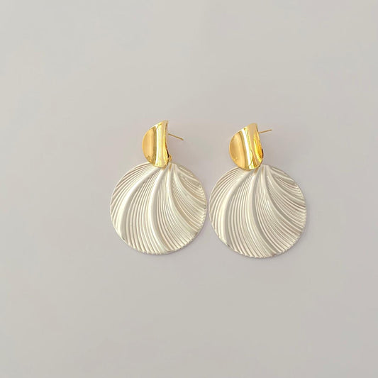 White Silber Plated with golden western Earring