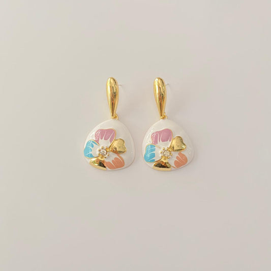 Gold Plated with white Floral Western Earring