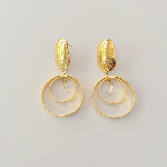Gold Plated round with diamond Western Earring