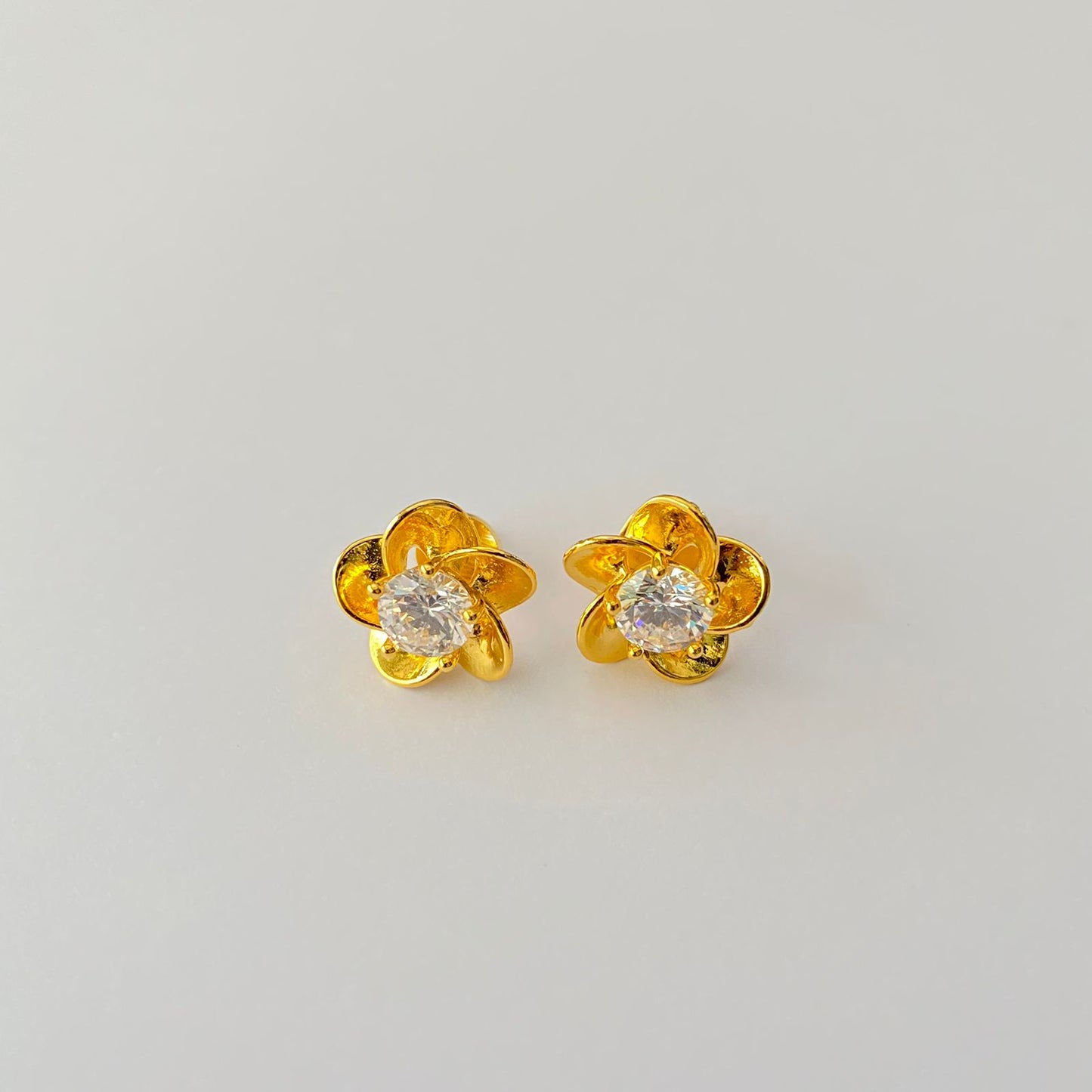 Gold Plated Floral Design Diamond Solitaire