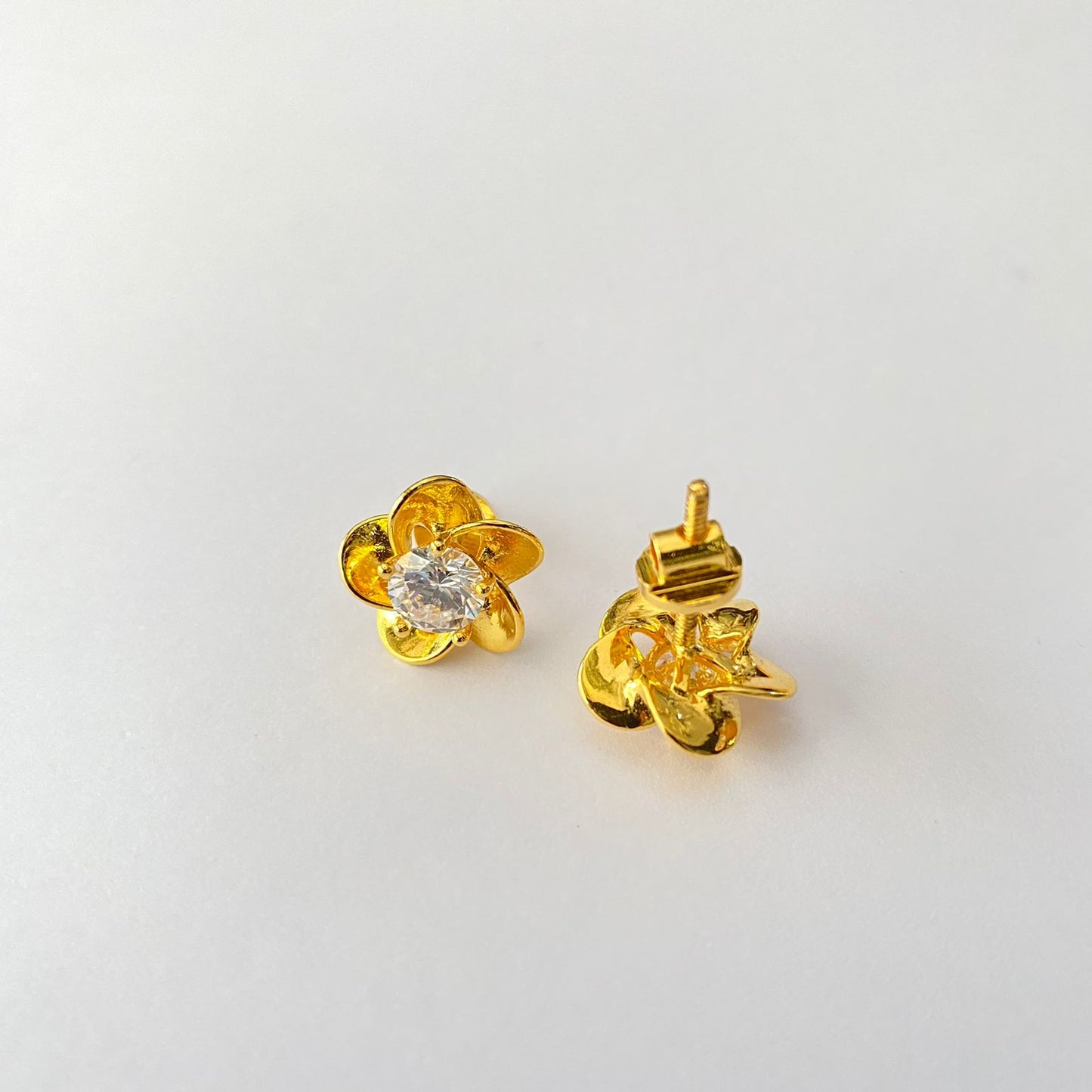 Gold Plated Floral Design Diamond Solitaire