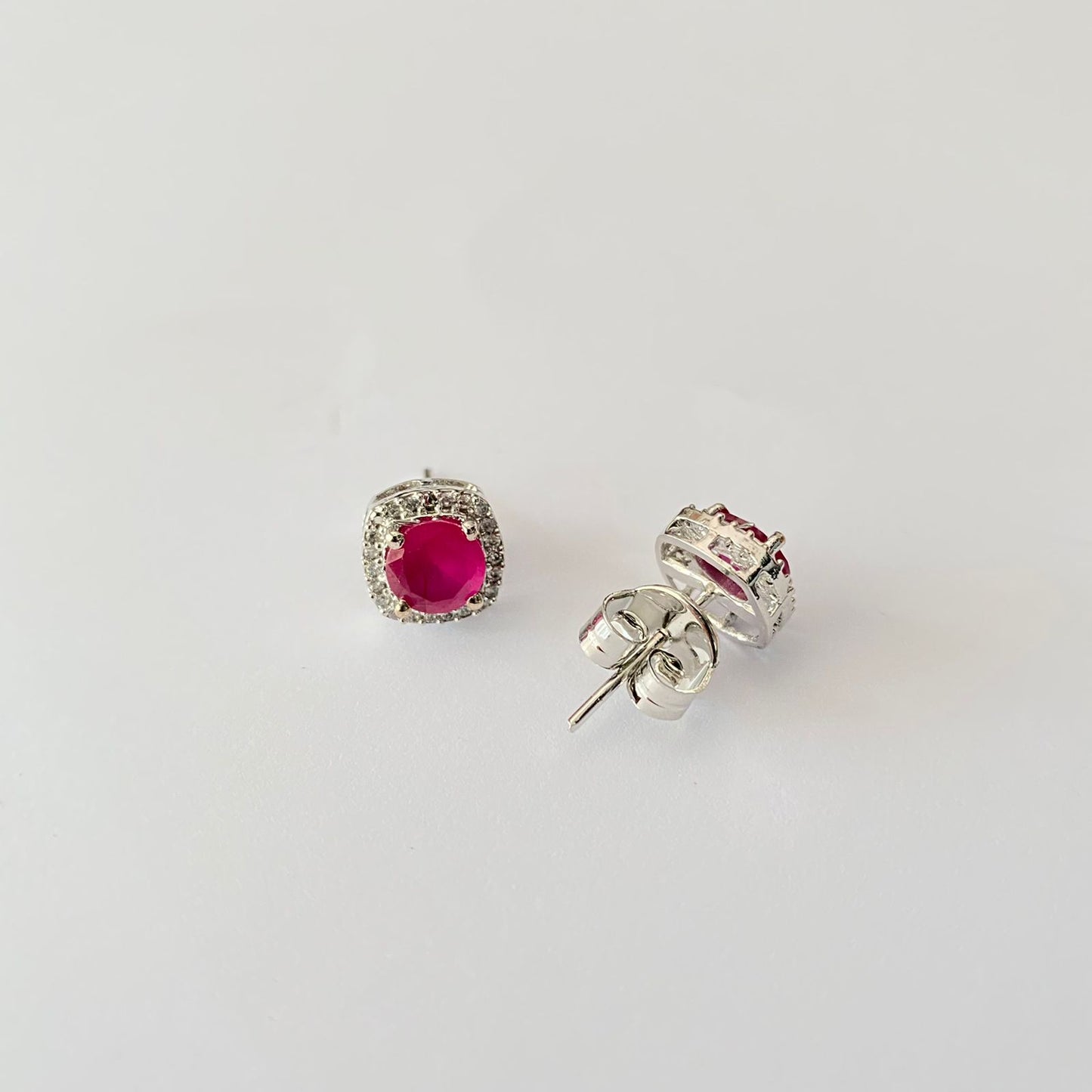 Ruby Diamond Pure Silver Stud