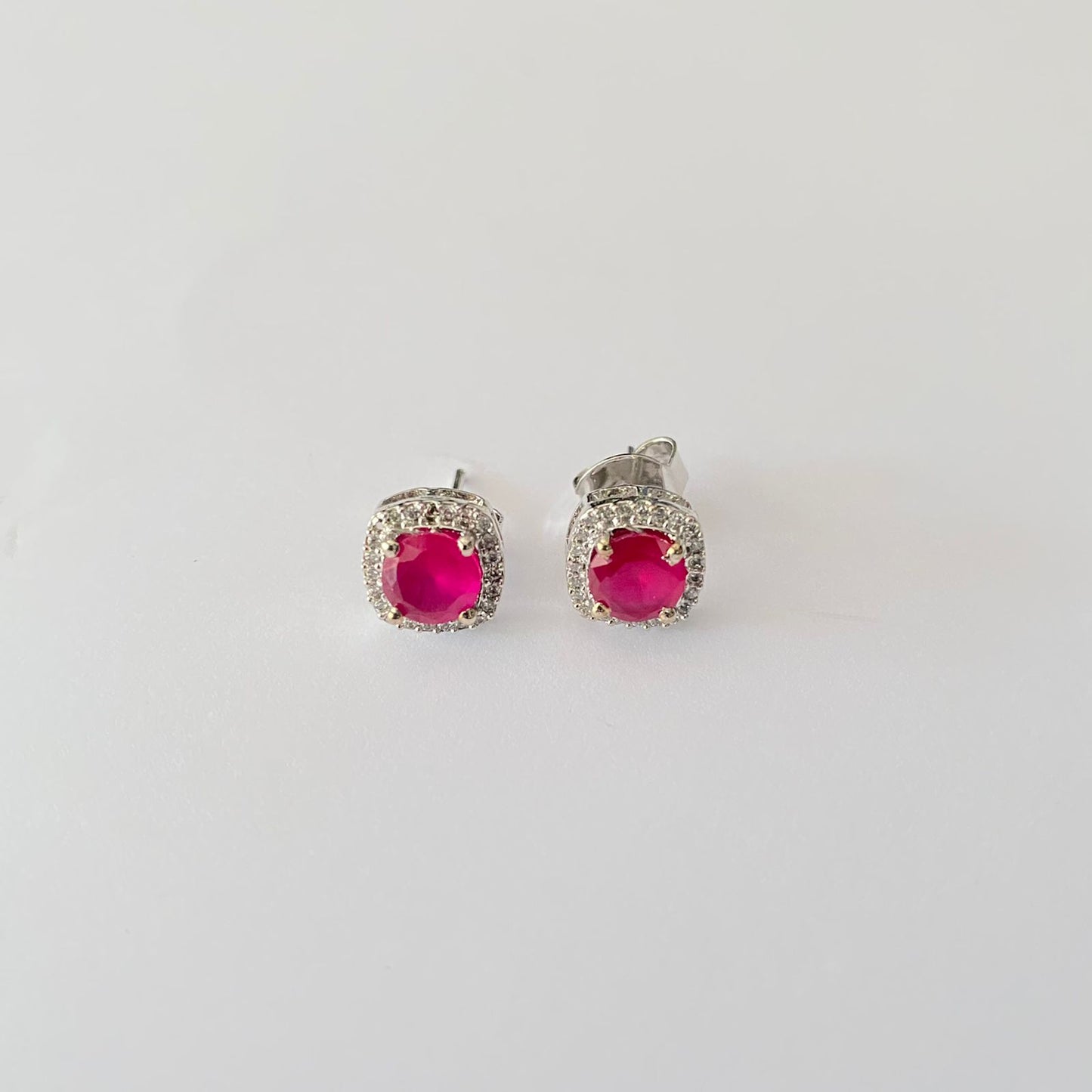 Ruby Diamond Pure Silver Stud
