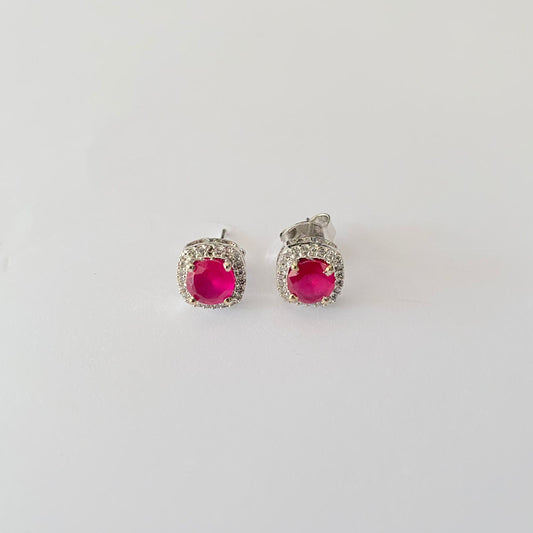 Ruby Diamond Pure Silver Stud