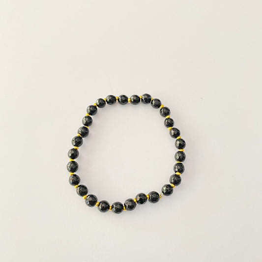 Gold Plated Beads Black Bracelet