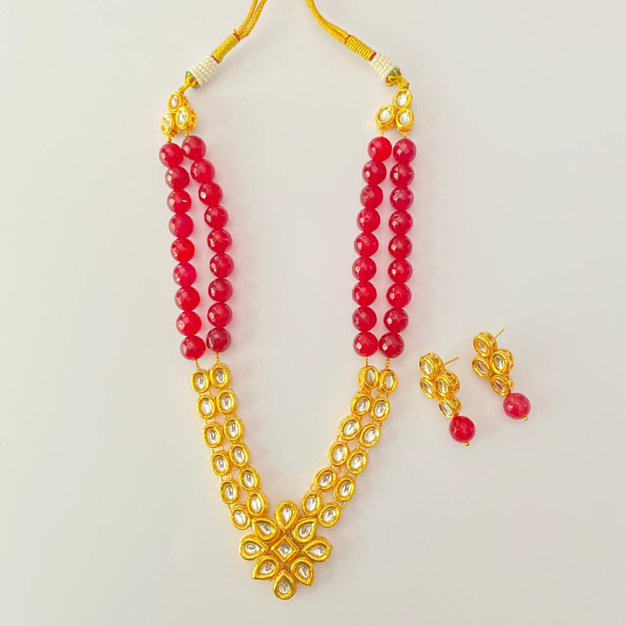Kundan Gold Plated Ruby Necklace Set