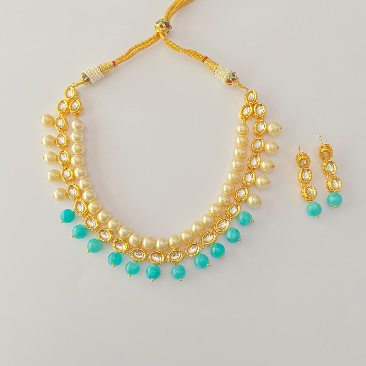 Kundan Pearl Gold Plated Necklace Set