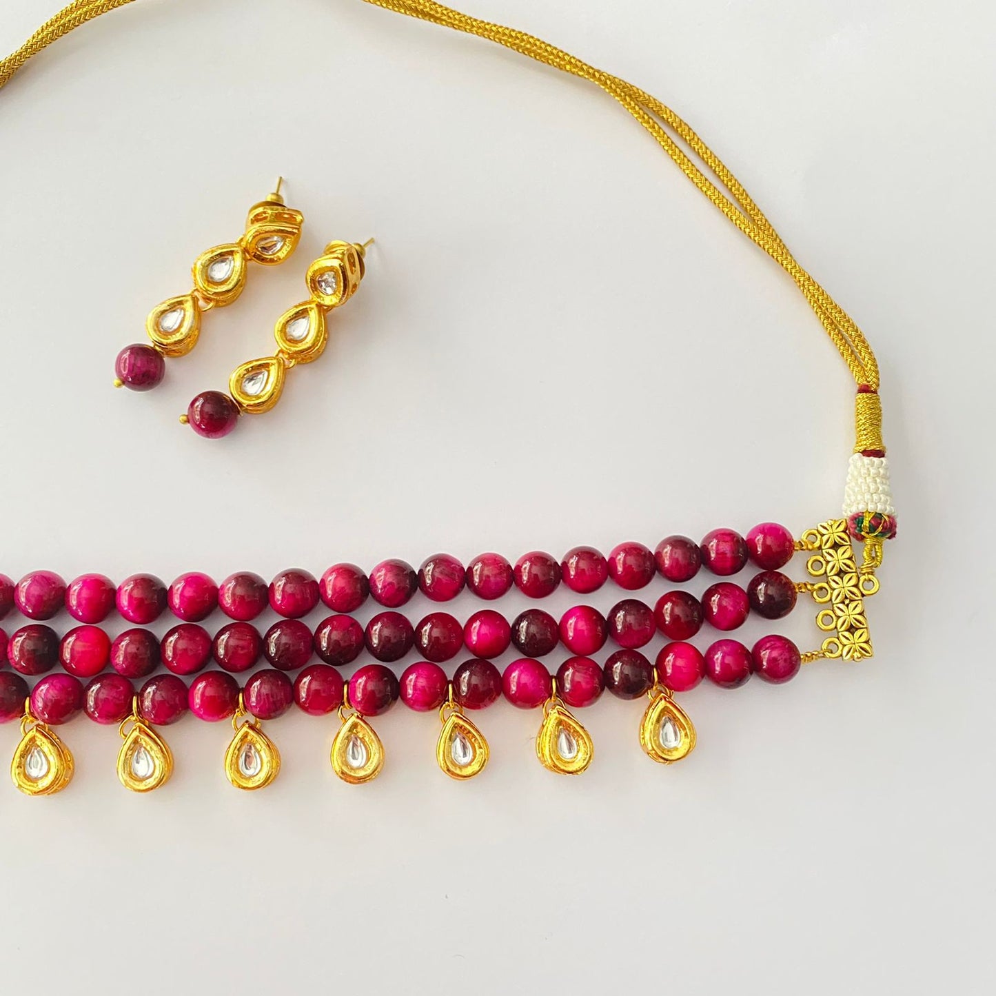 Ruby Stone Drop Kundan Choker Set