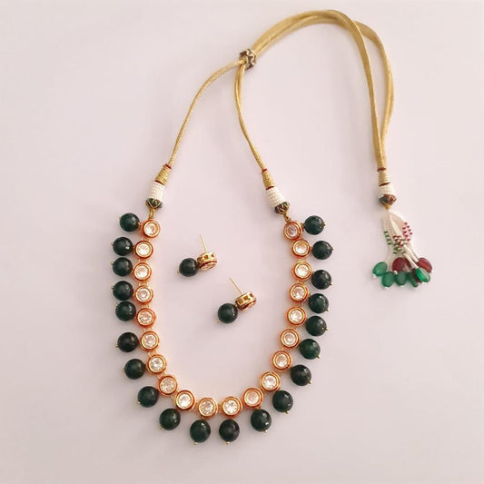 Ruby Polki Drop Emerald Necklace