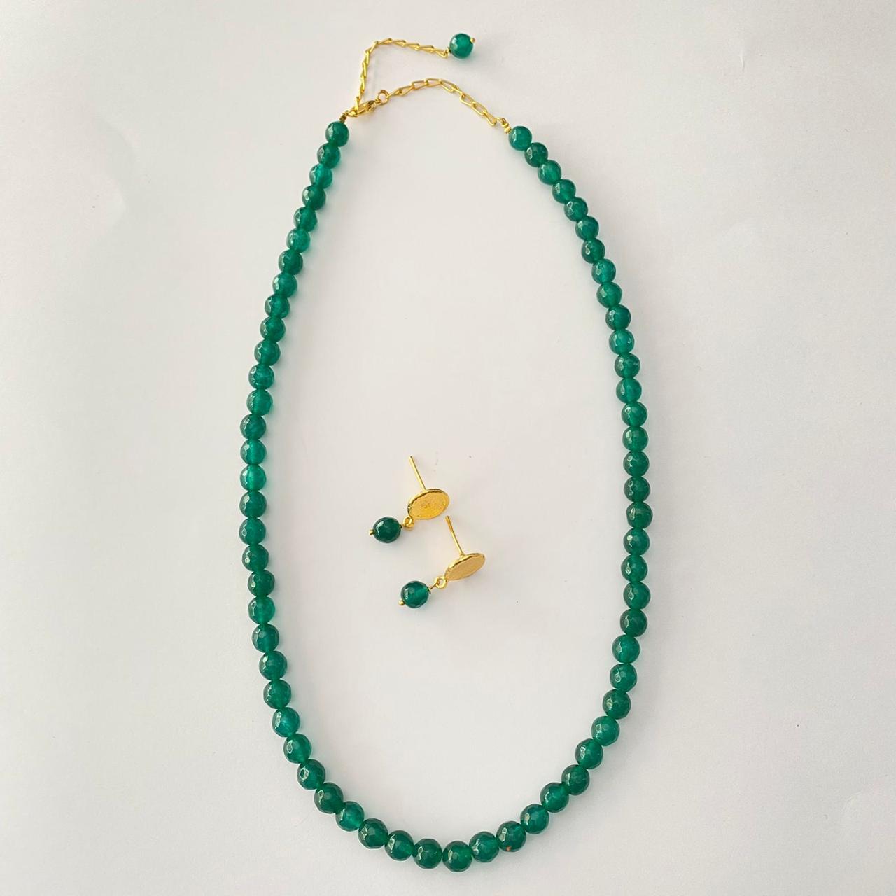 Emerald Single Line Necklace Set