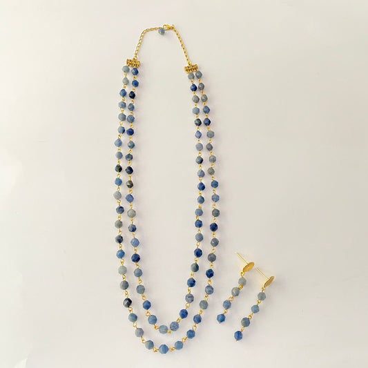 Double Line Blue Necklace Set