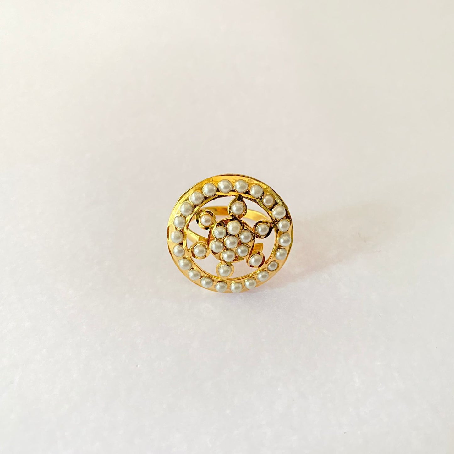 Pearl Jadau Ring