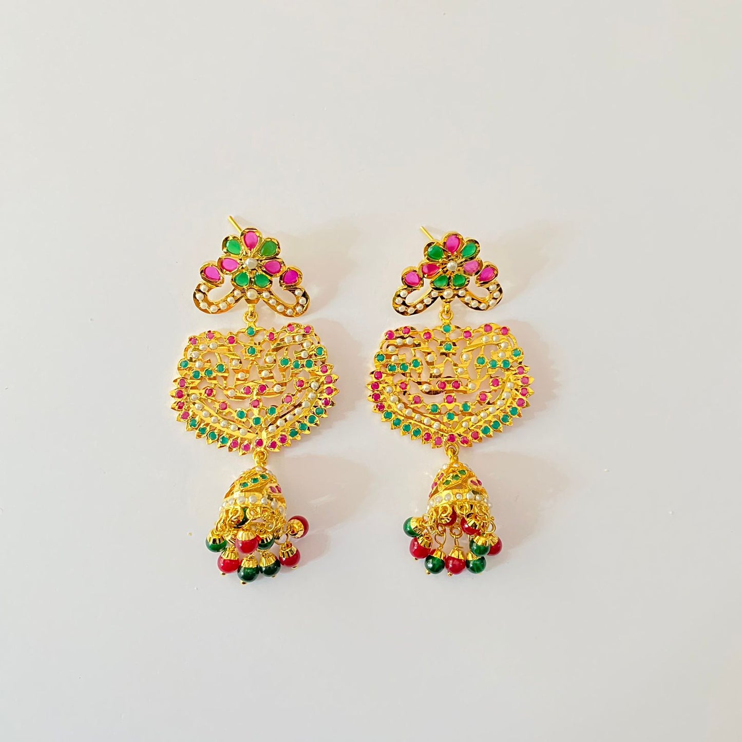 Gold Plated Jadau Earring