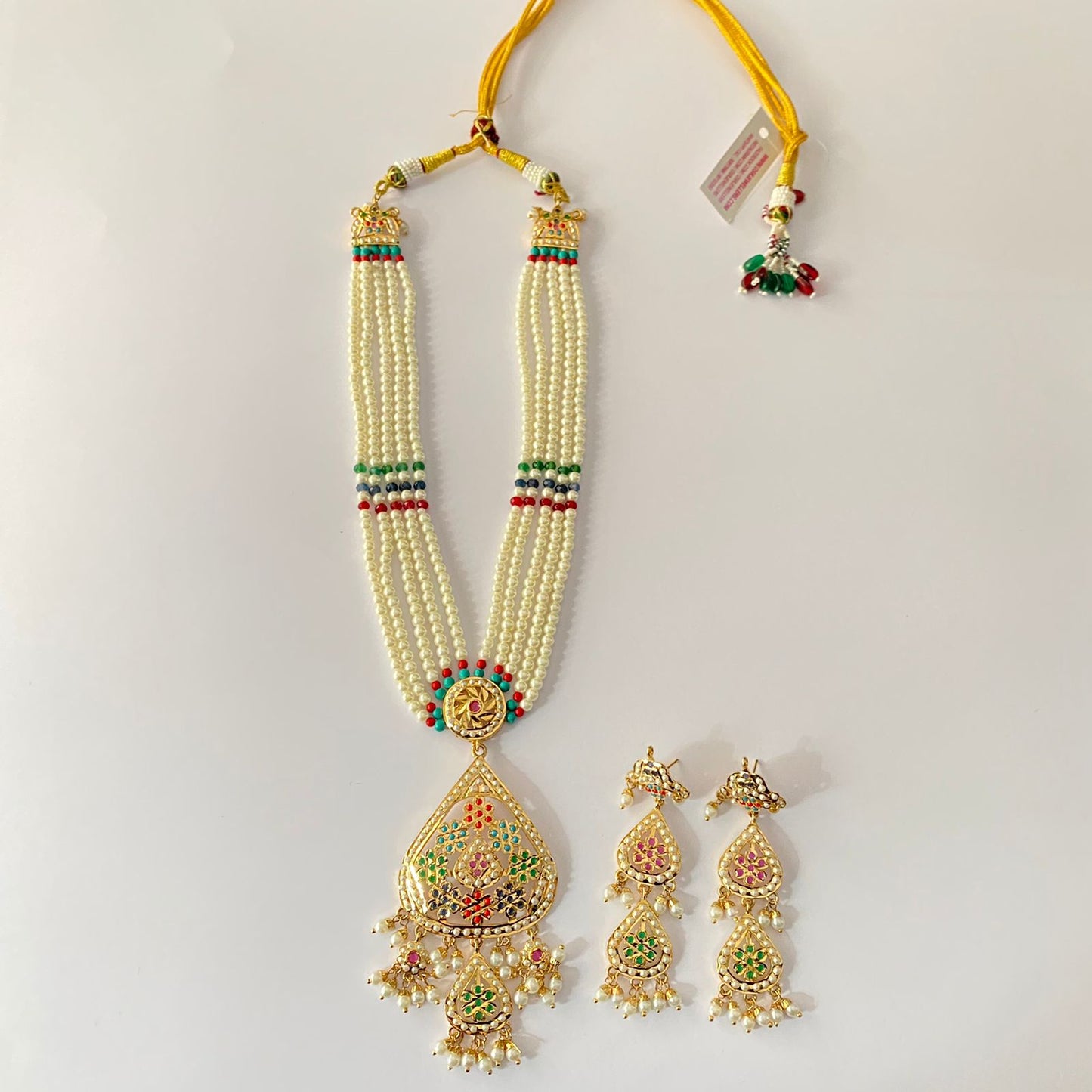 Ethnic Multi Colour With Pearl String Jadau long Necklace