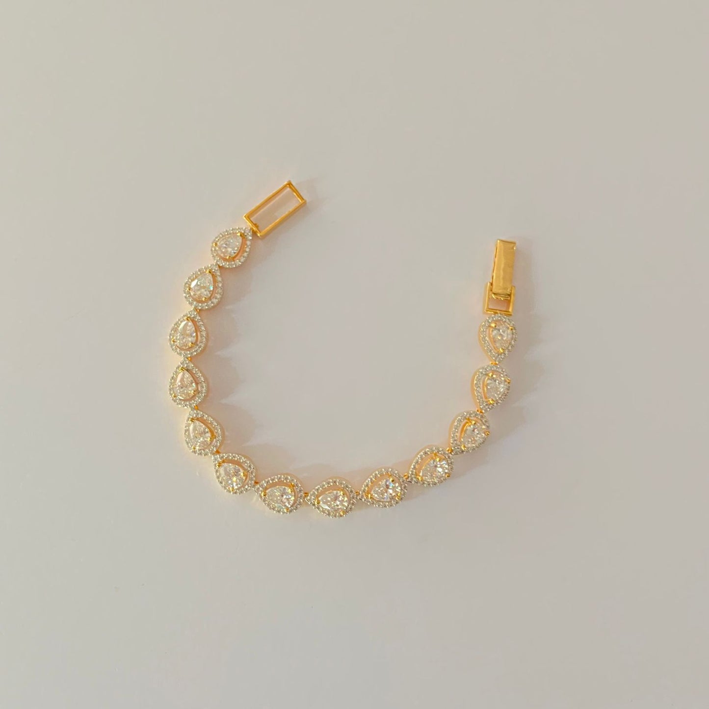 Drop shape A.D Gold Plated Tennis Bracelet