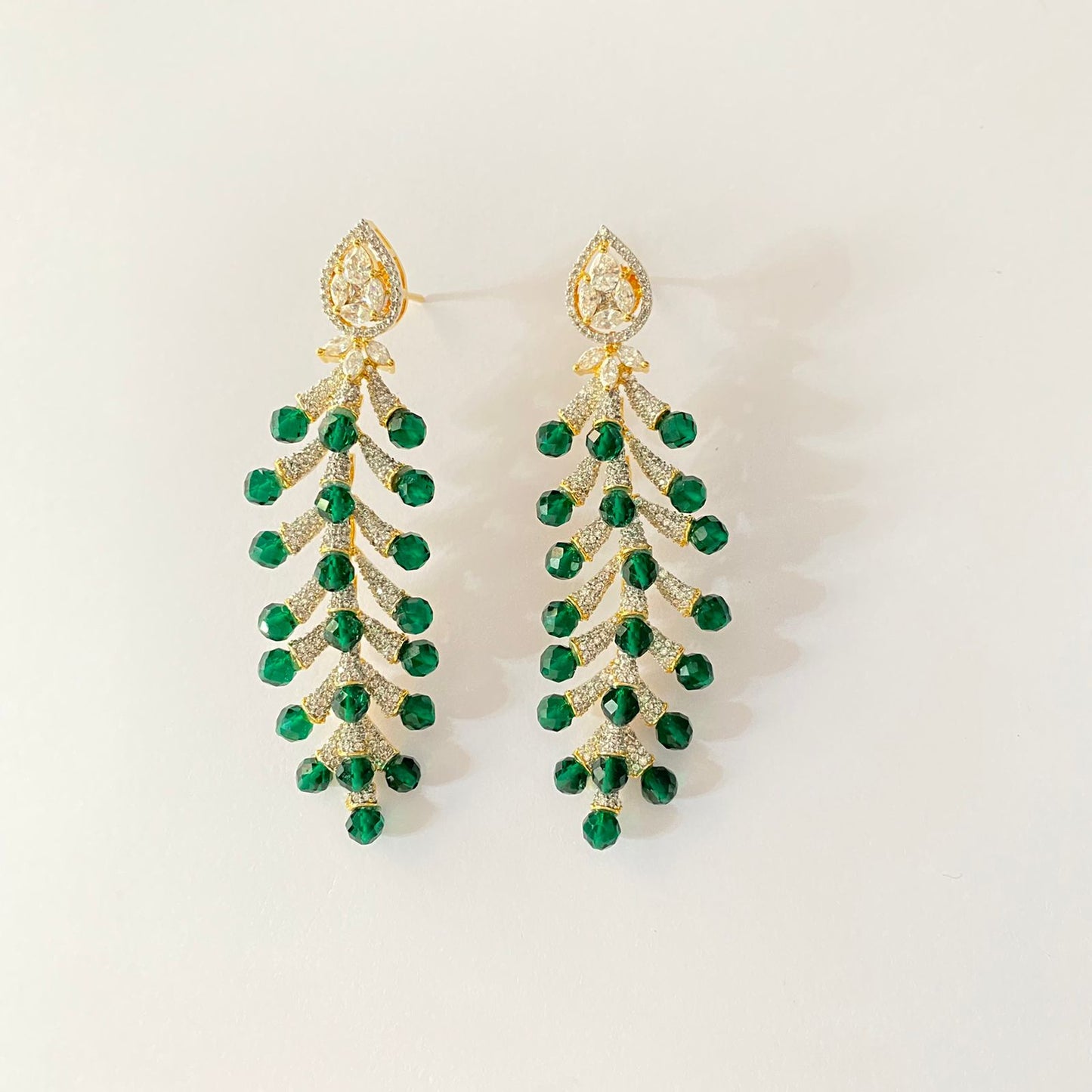 Designer Green A.D Stone Gold Plated western Earring