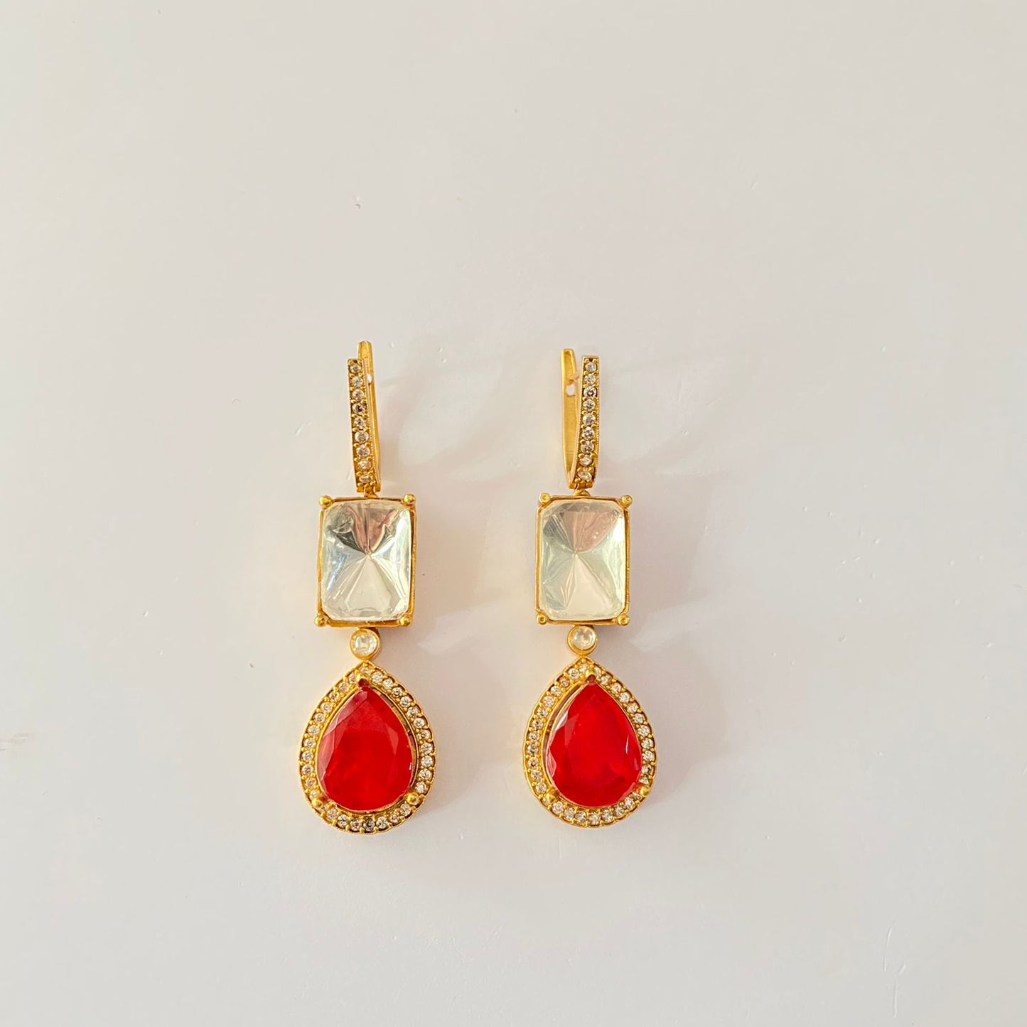 Gold Plated Ruby Polki Earring