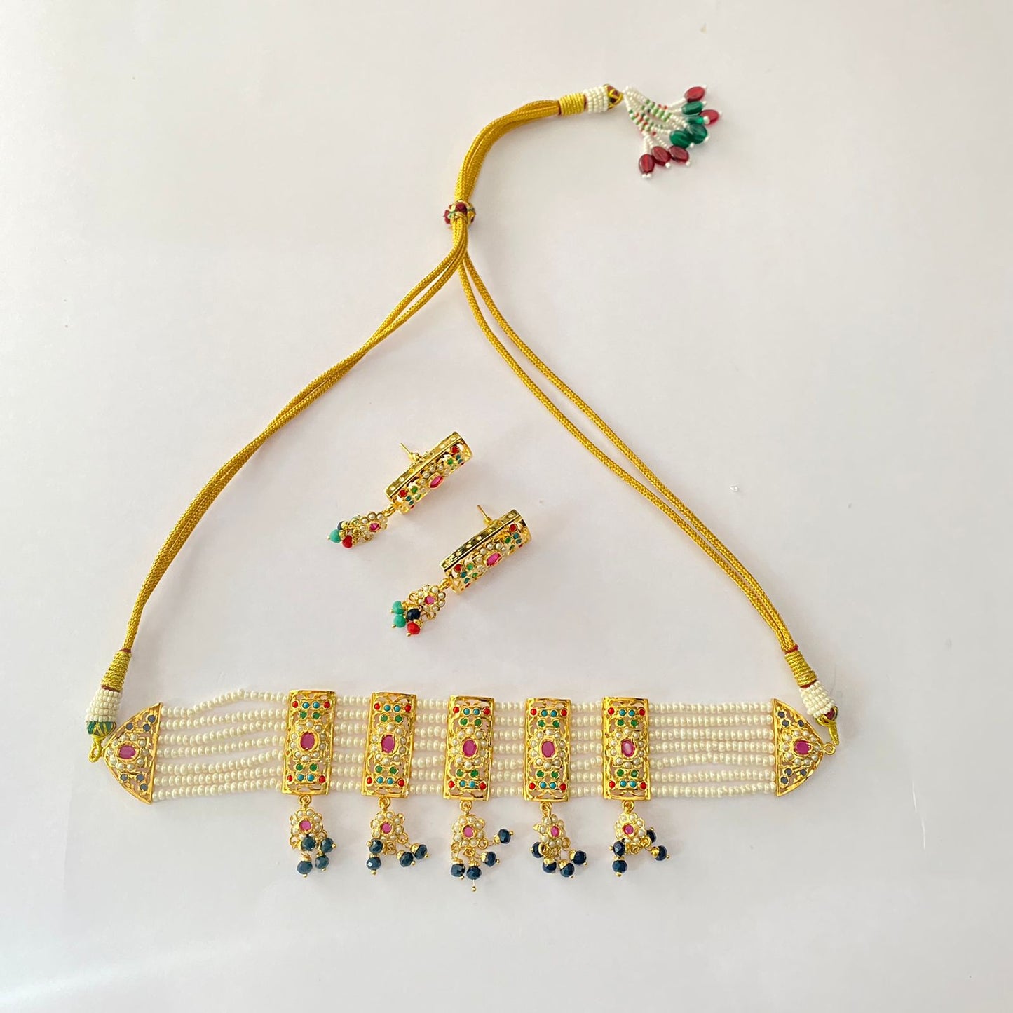 Multi Jadau Gold Plated Choker Set