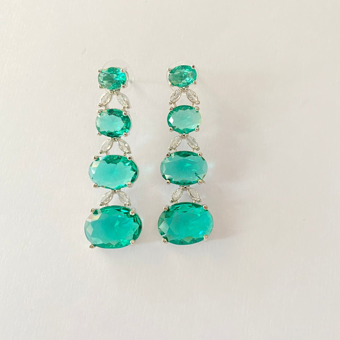 Aqua stone silver plated Earring
