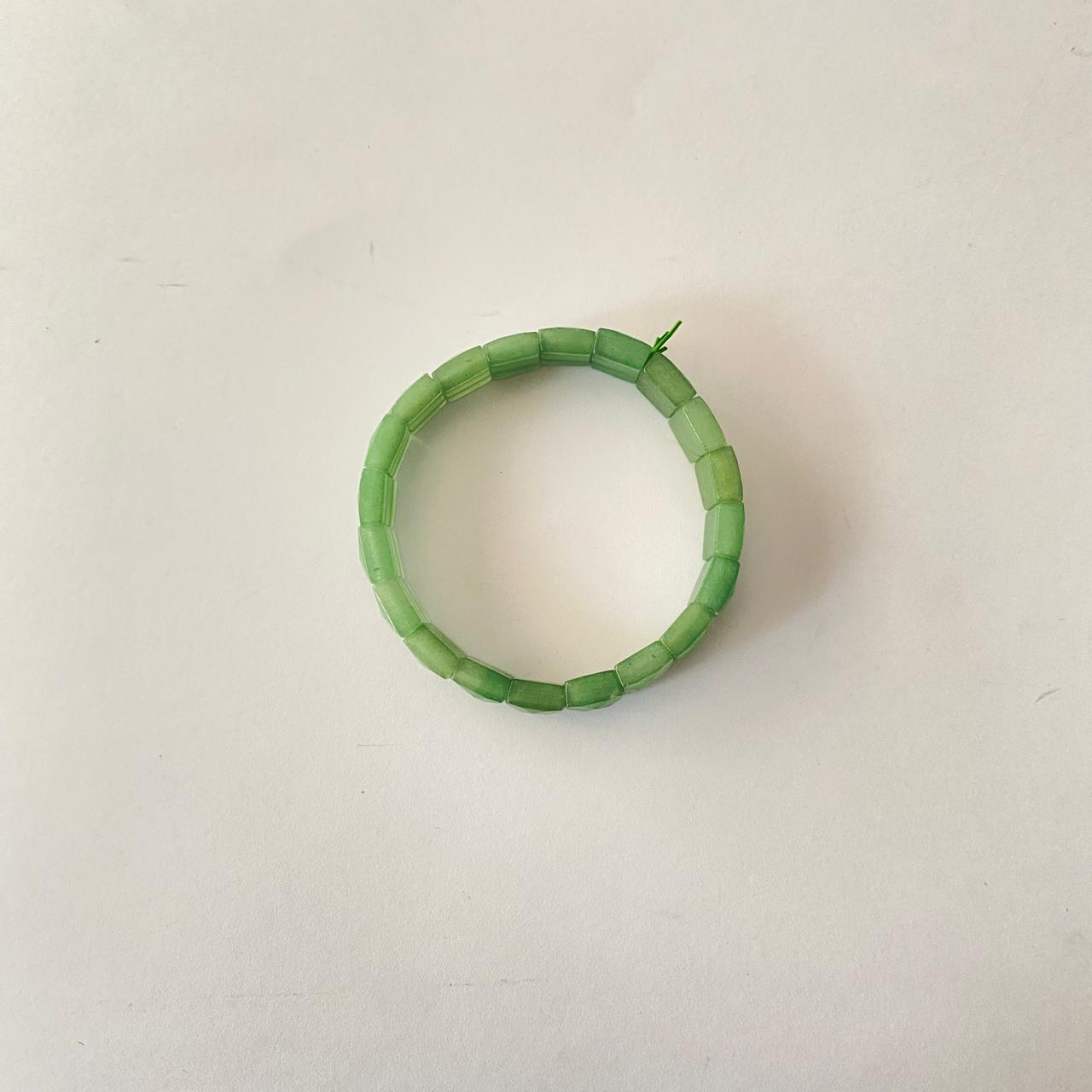 Green Jade Square Beads Bracelet
