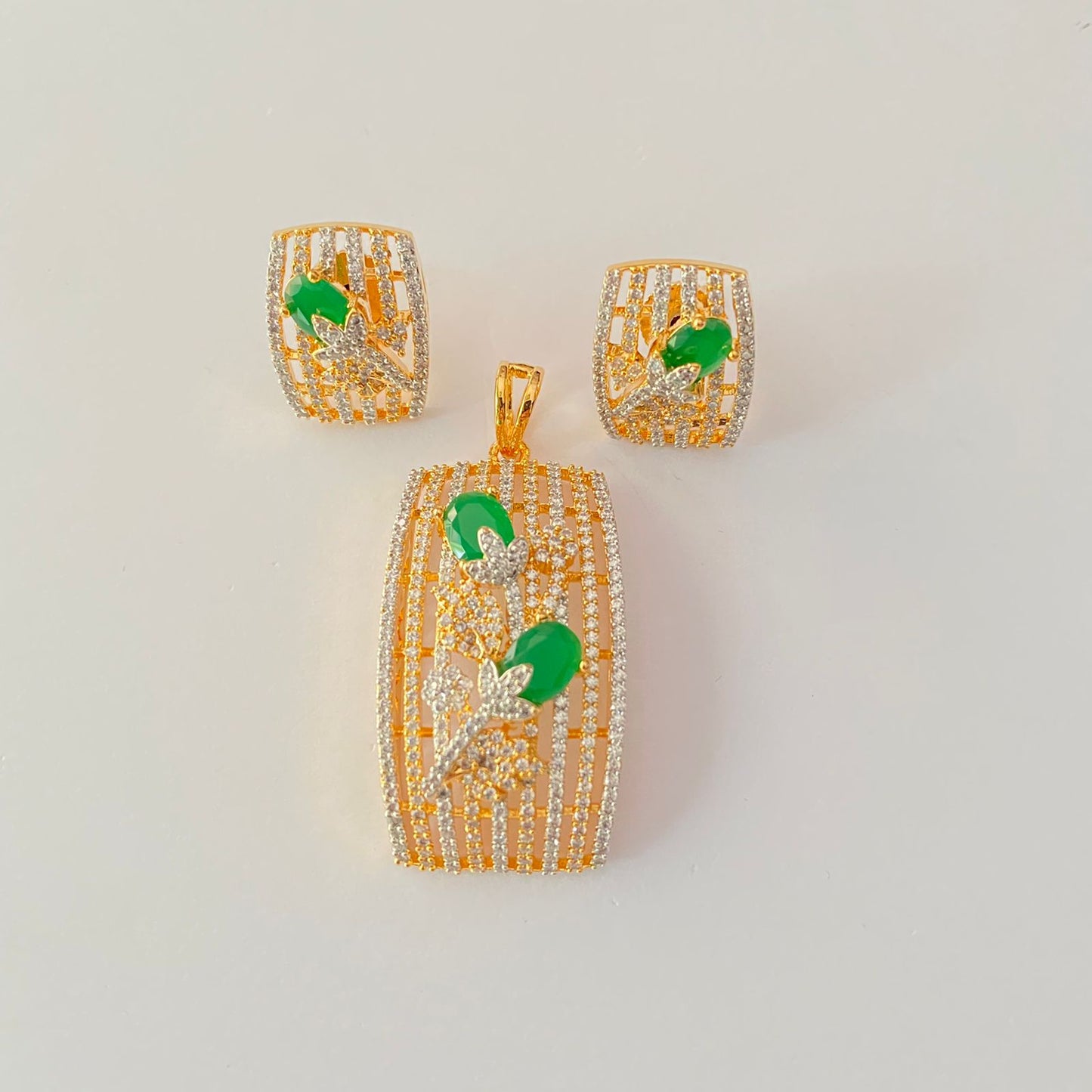 Green Stone A.D Gold Plated pendant