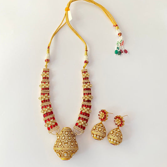 Ruby Gold Plated Moissanite Necklace Set