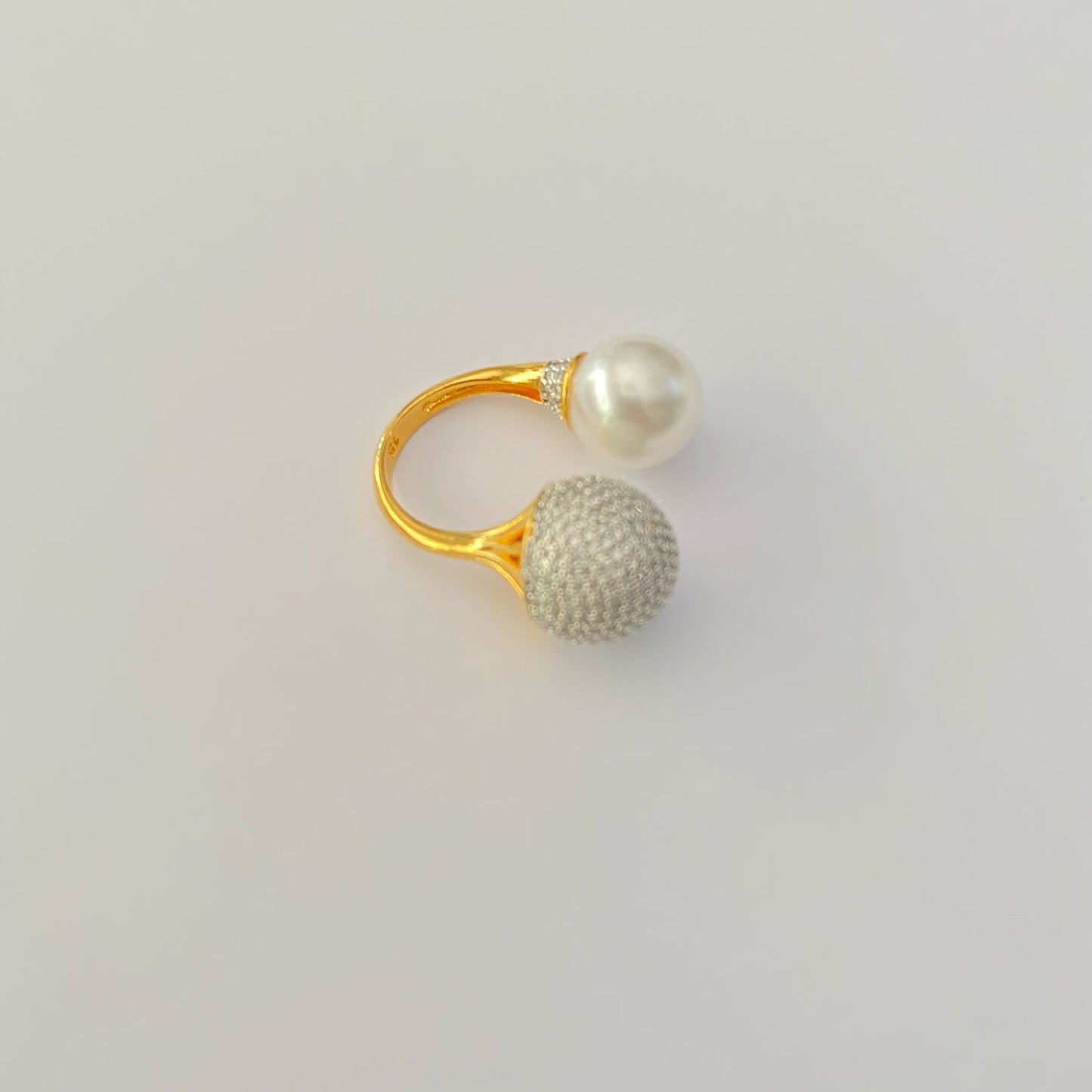 Pearl With Stone openable Gold Plated Ring
