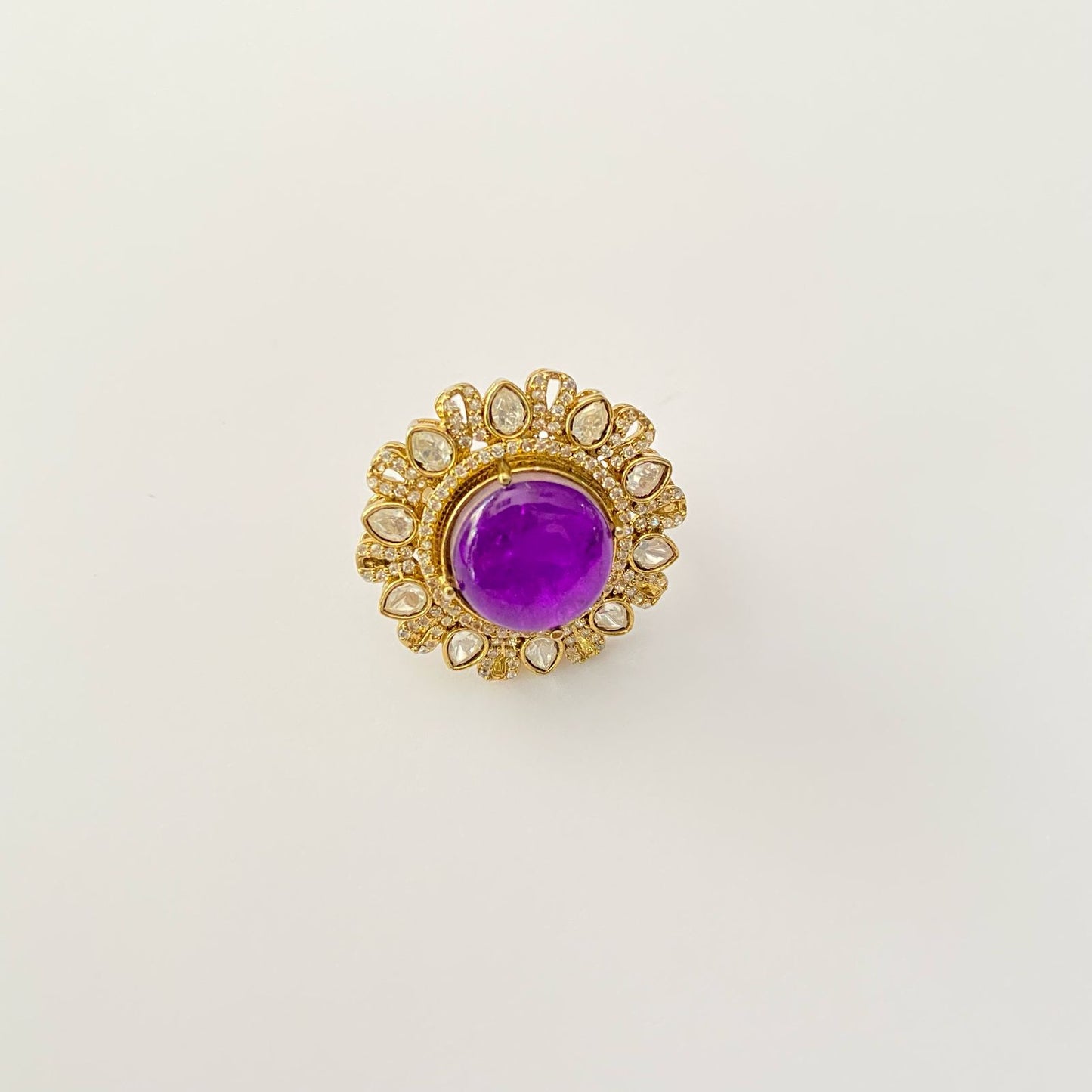 Purple Stone Antique Fusion Adjustable Ring