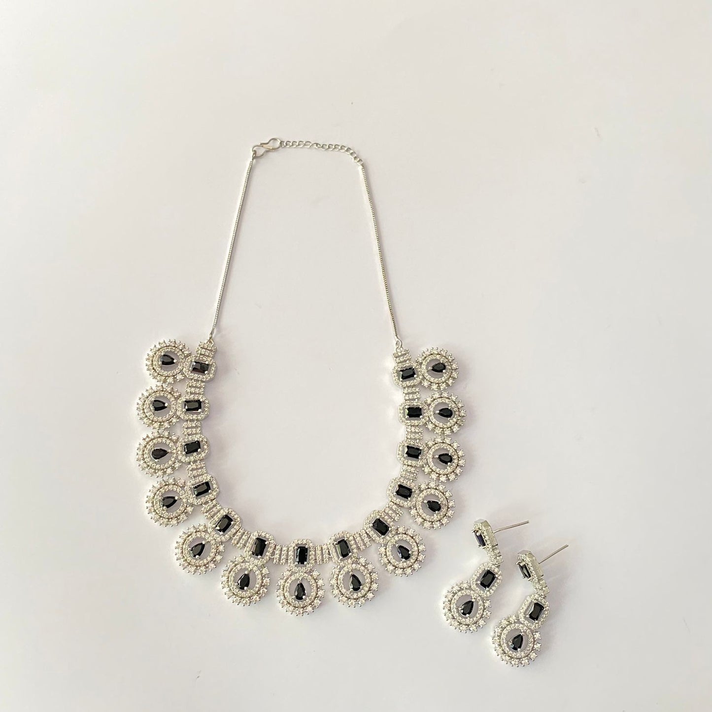 Silver Plated Black Necklace Set