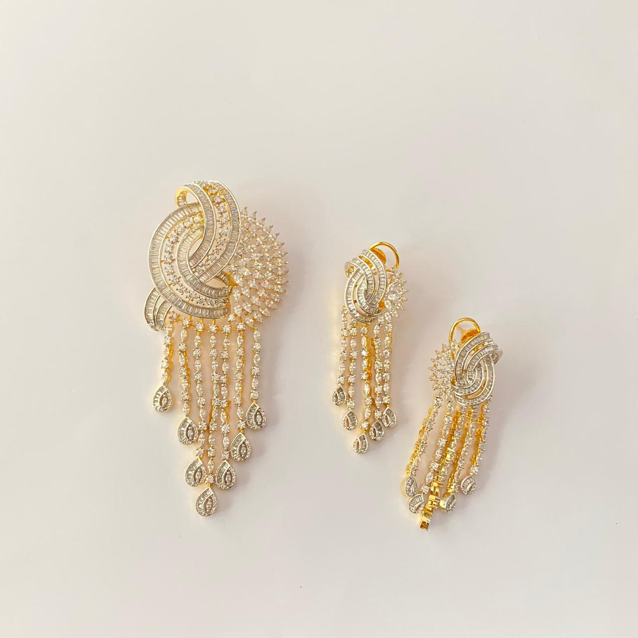 Diamond Gold Plated Pendant Set