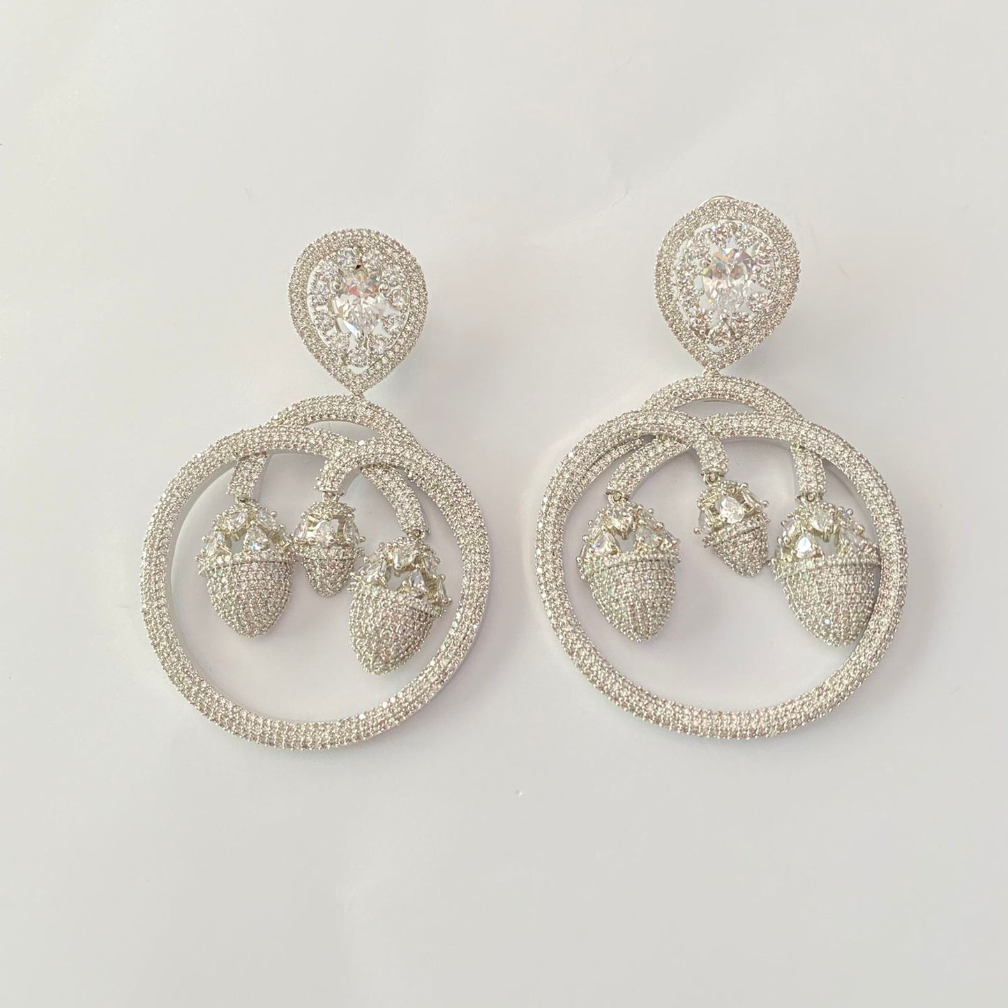 Stylish Silver Plated A.D Stone Dangler earring
