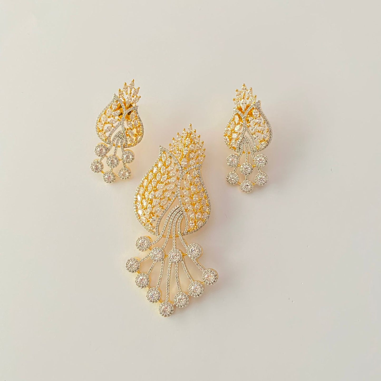 Classy A.D Gold Plated Stone Big Pendant