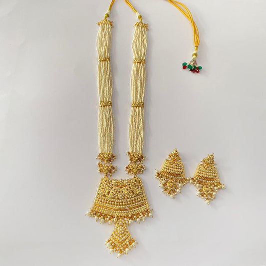 White Pearl Gold Plated Jadau Rani Haar
