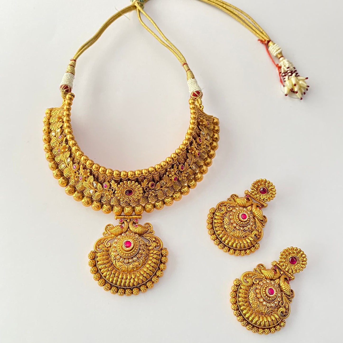 Gold Plated Temple Necklace Set