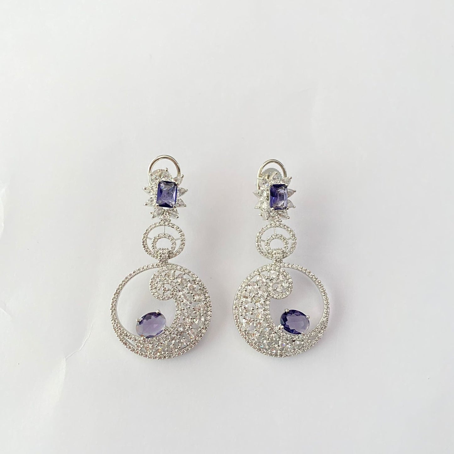 Silver Plated Purple Ad Earring