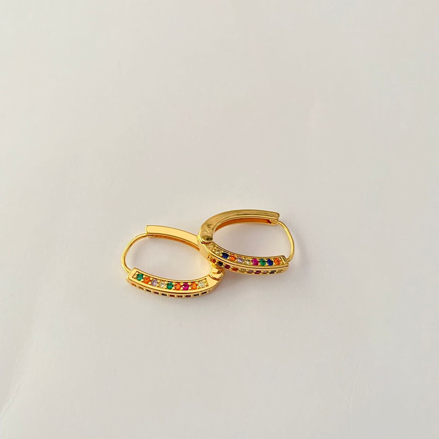 Stylish Small Gold Plated Multi Stone hoop Earring