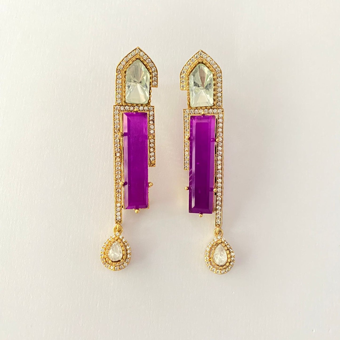 Stylish purple Stone Antique Fusion Dangler Earring
