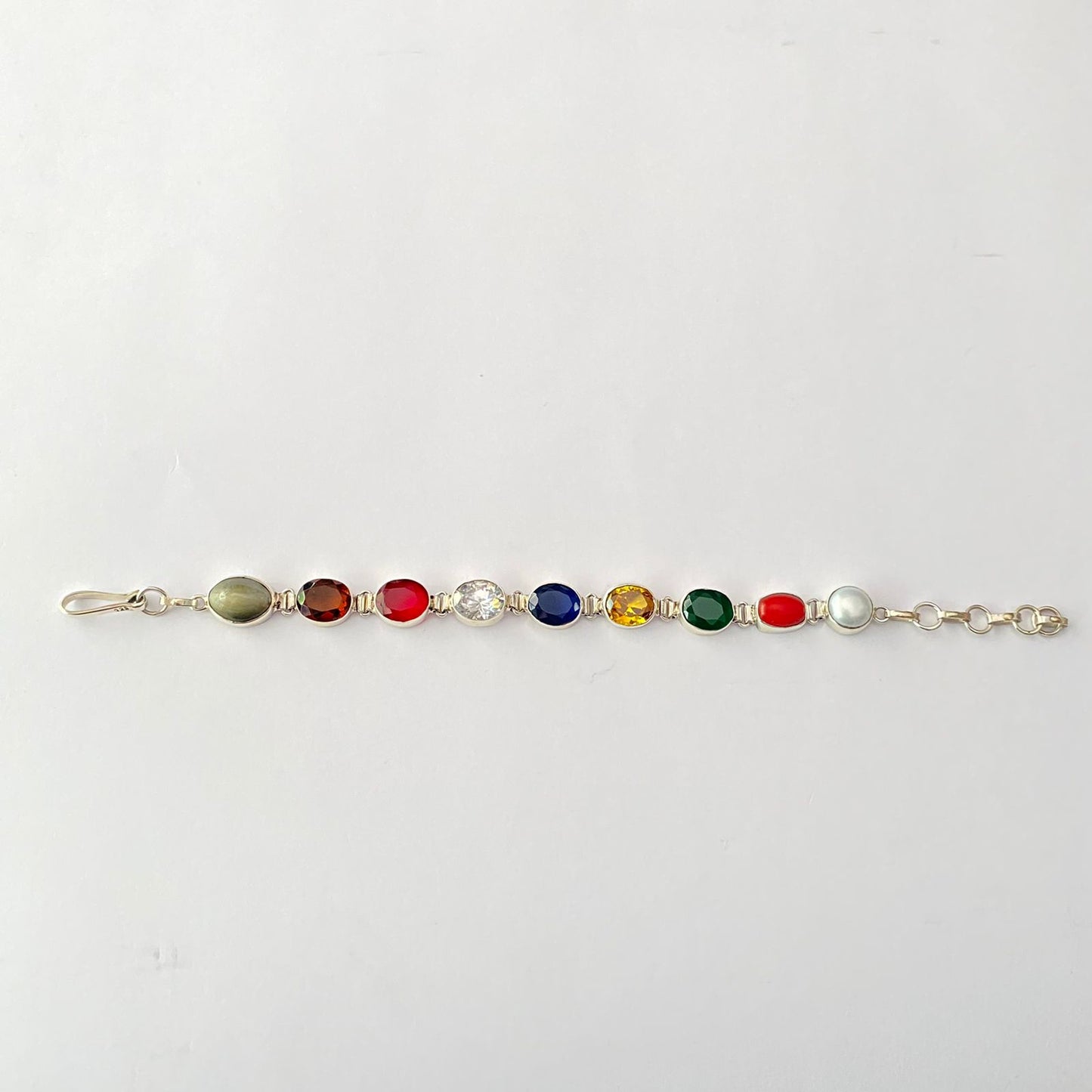 Pure Silver Navratna Bracelet Rakhi