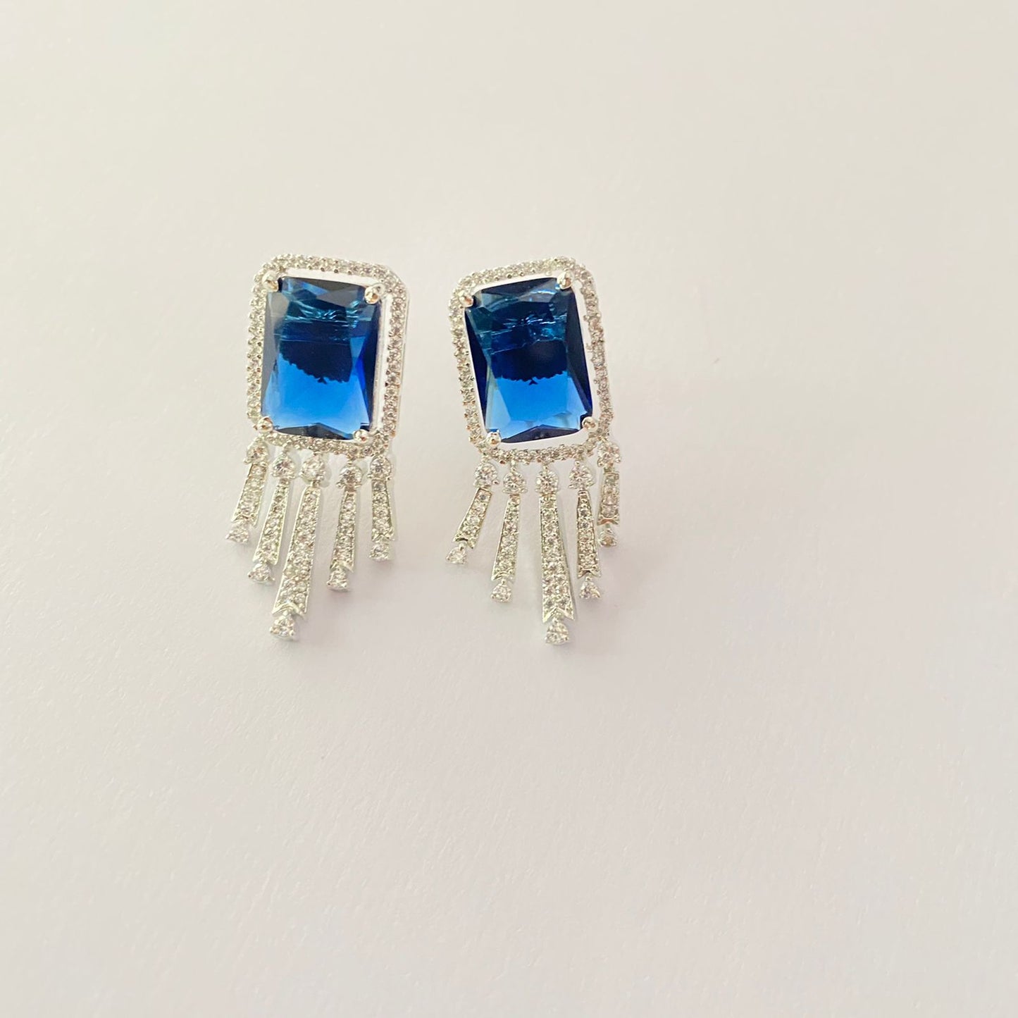 Blue stone A,D Silver Plated Stud Earring
