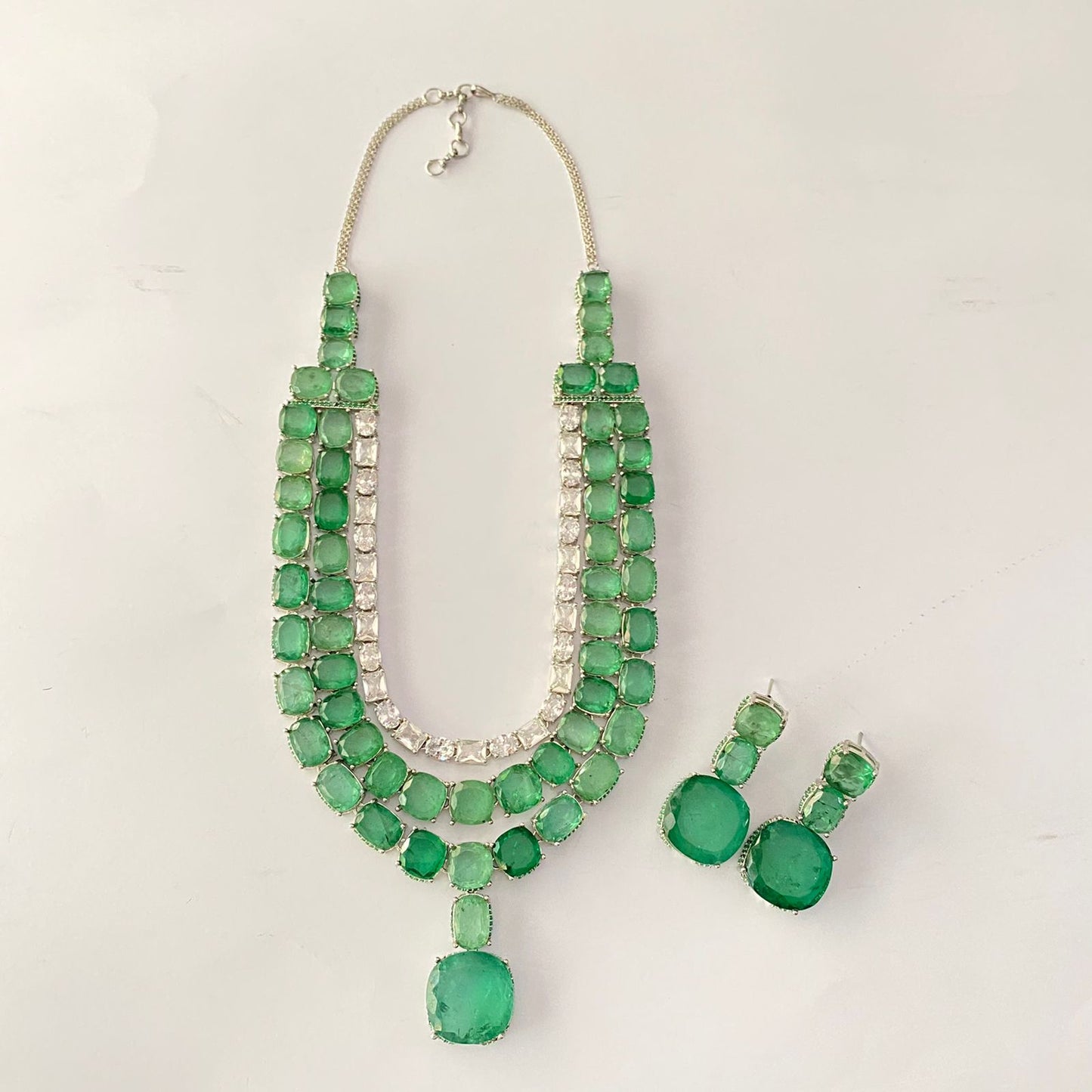 Silver Plated Aquamarine Stone Necklace