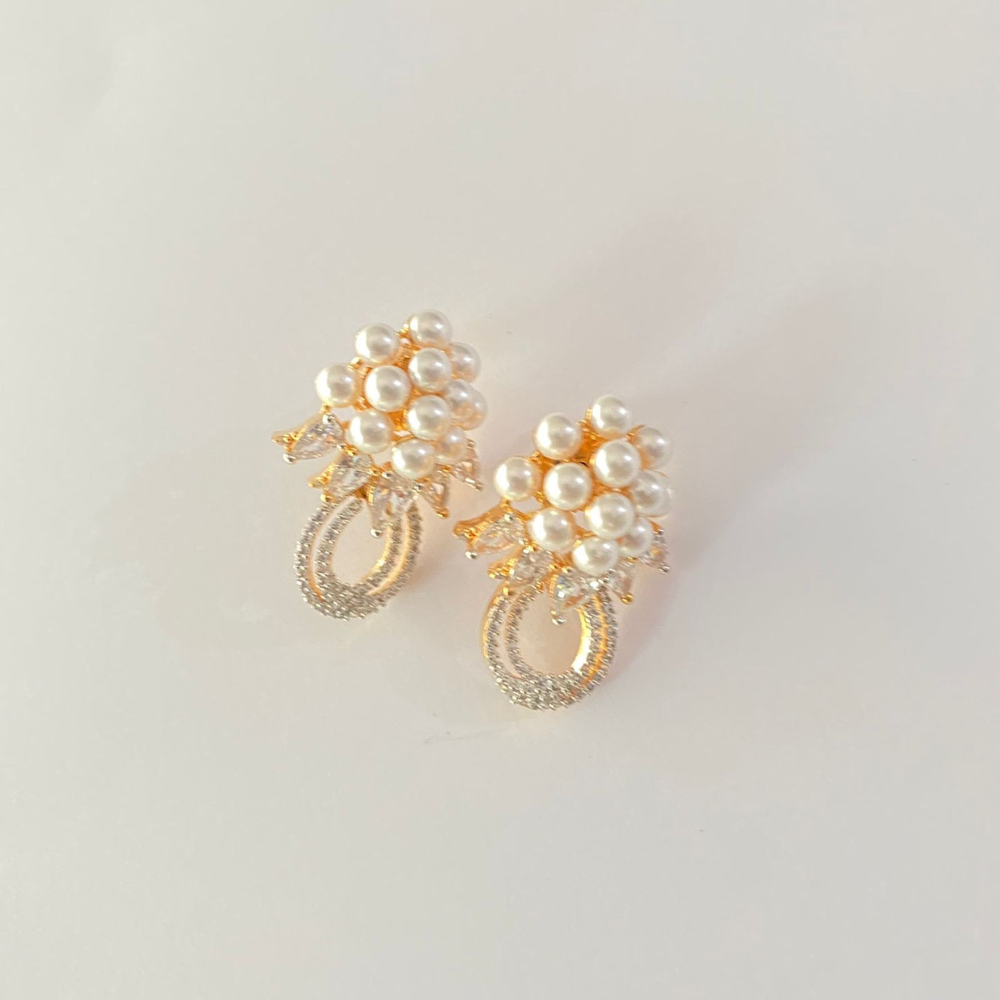 Pearl With Gold Plated A.D Stone Western Earring