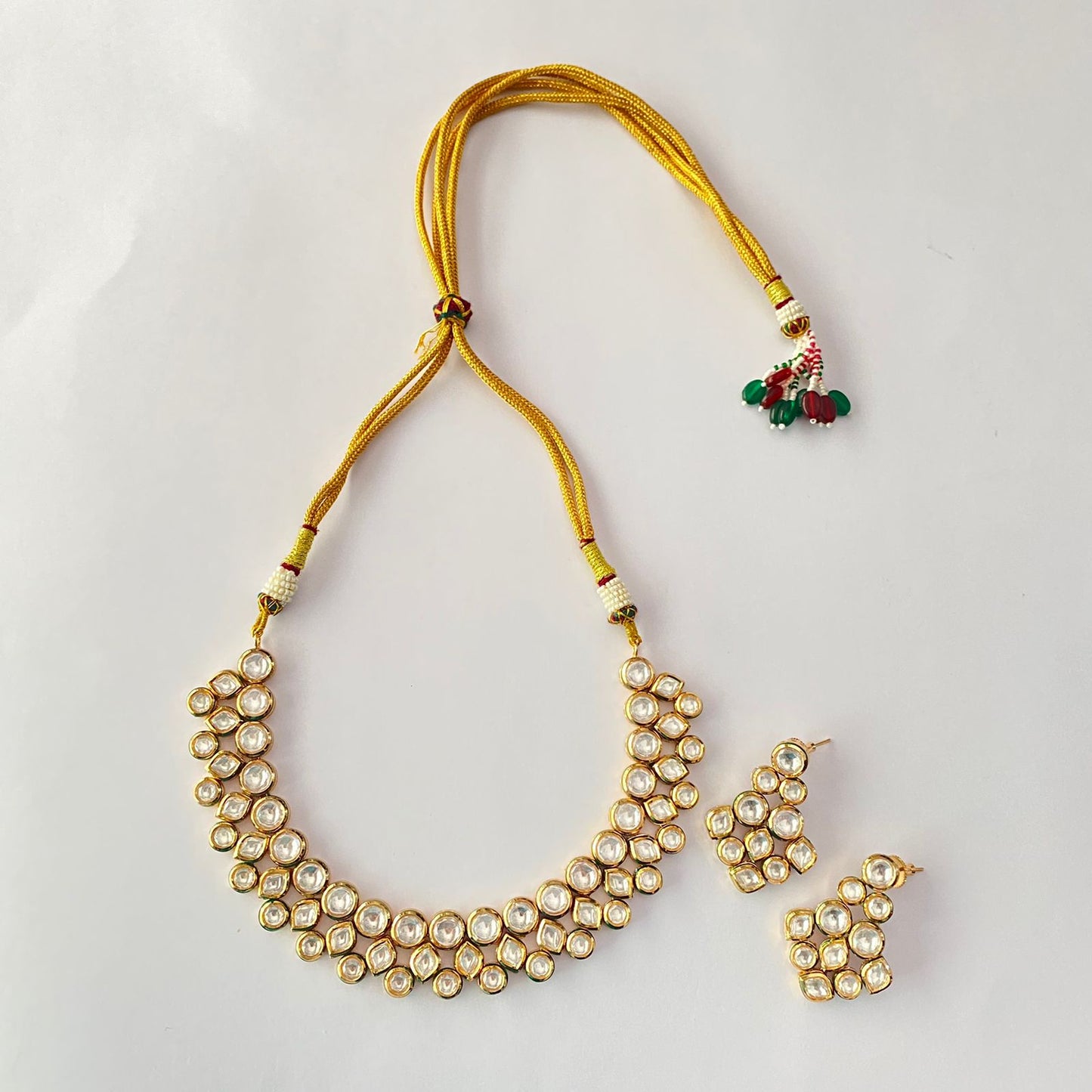 Gold Plated Kundan Necklace Set.
