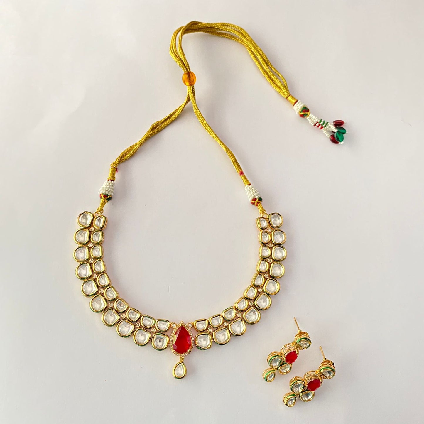 Kundan Gold Plated Ruby Necklace Set