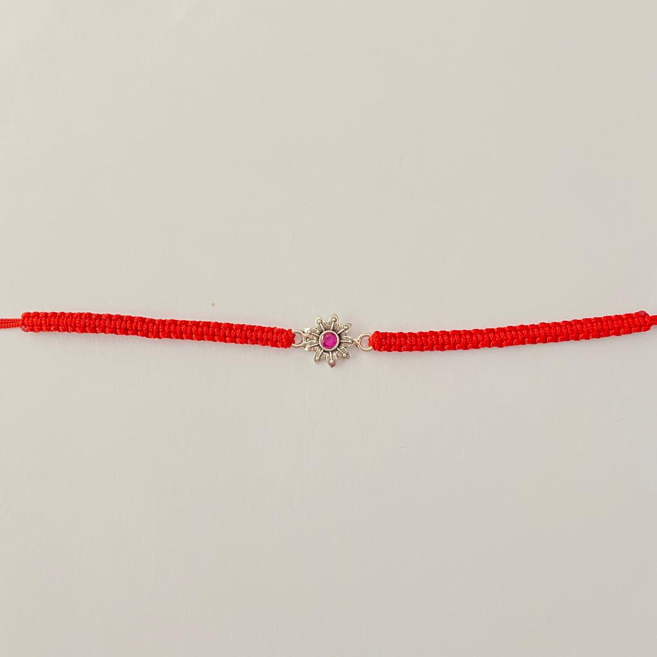 Pure silver surya design Rakhi