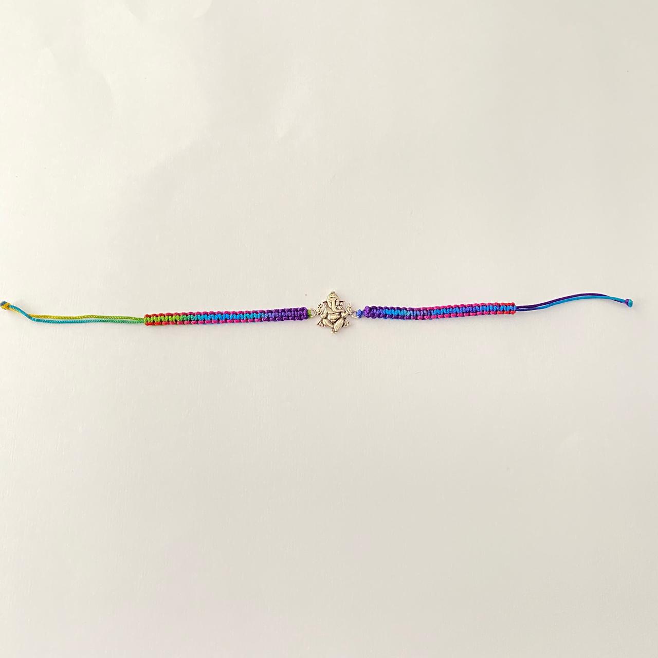 Pure silver Blue Ganpati Dev Rakhi
