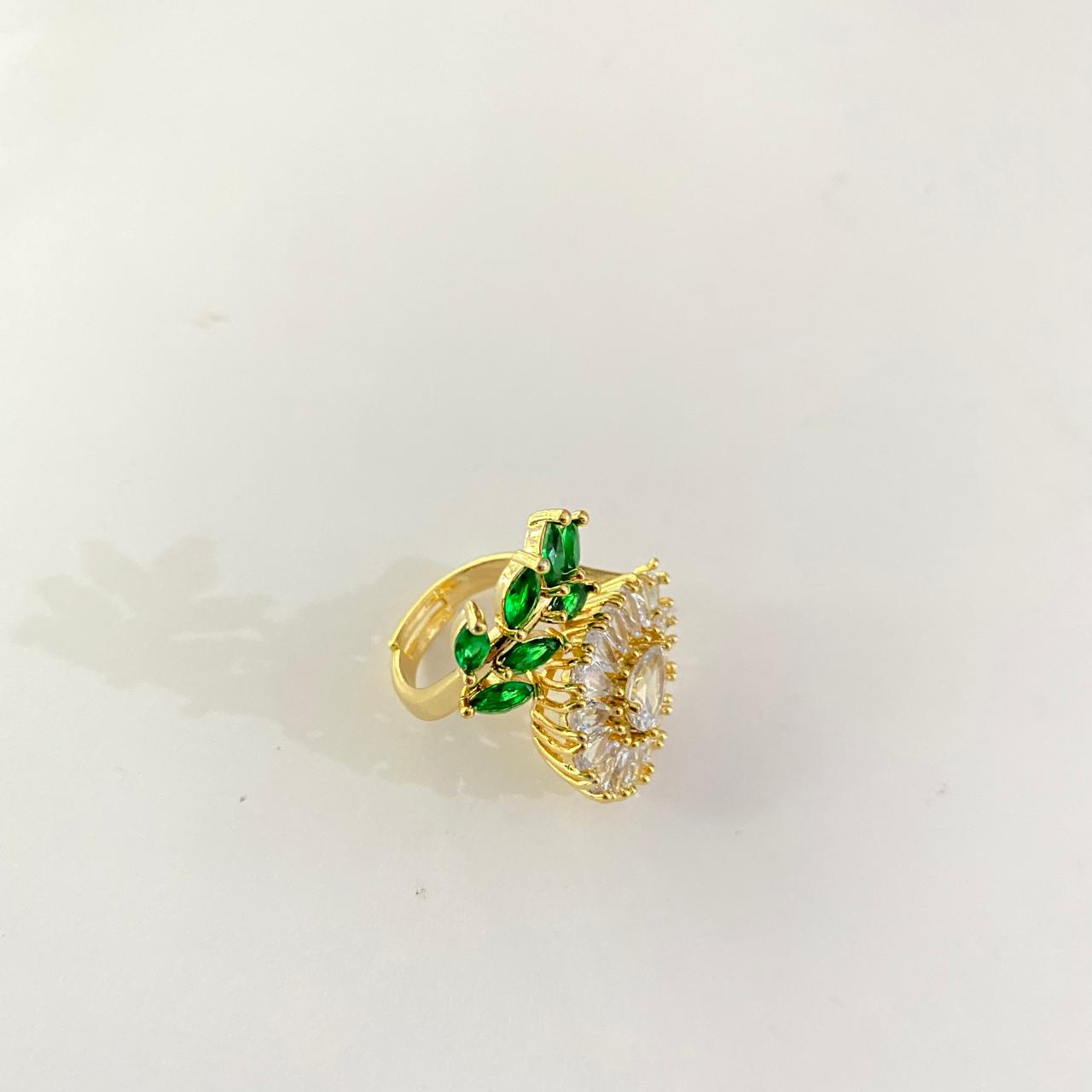 Diamond Gold Plated Adjustable Ring
