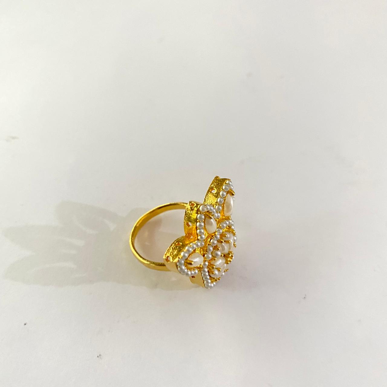 A.D Stone Gold Plated Adjustable Ring